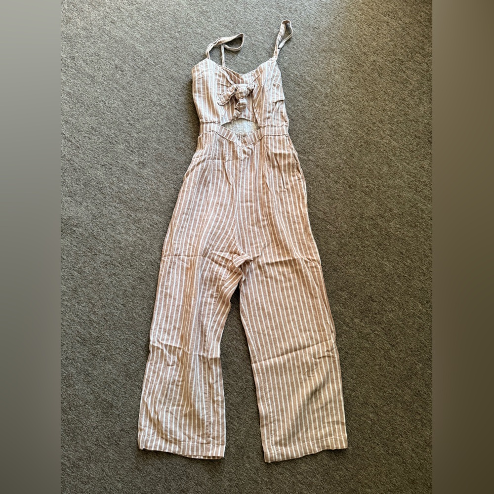 Abercrombie & Fitch Linen Striped Jumpsuit